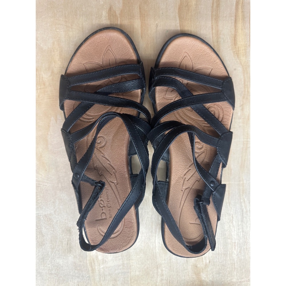 b.o.c. Born Concept Black Strappy Flat Sandals Womens 8M BC0001409